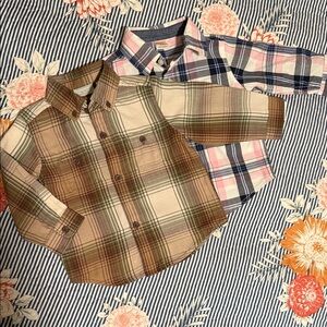 The Children's Place Brown and Gymboree Pink Plaid Button Down Shirts